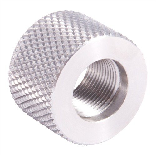 .920 BULL THREAD PROTECTOR 1/2-28 beskytter geværtrådene mot skade når flash hider eller muzzle brake ikke er installert, med enkel montering og solid grep.