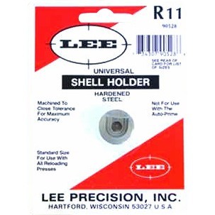 LEE Universal Shellholder #11 er en allsidig patronholder som passer de fleste reloading presses, men ikke Lee Auto Prime. Perfekt for effektiv omforming av prosjektile.