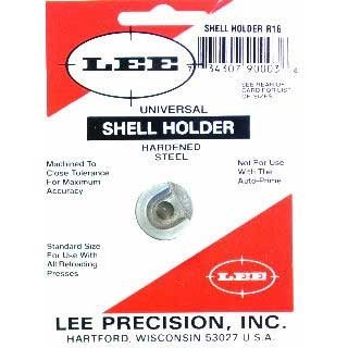 LEE UNIVERSAL SHELLHOLDER #16 er en allsidig shell holder som passer til de fleste reloading presses, men fungerer ikke med Lee Auto Prime.