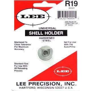 UNIVERSAL SHELL HOLDER, LEE UNIVERSAL SHELLHOLDER #19 er en allsidig holder som passer de fleste reloading presses, men fungerer ikke med Lee Auto Prime.
