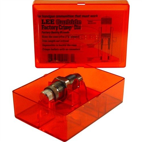 PISTOL CARBIDE FACTORY CRIMP DIES fra LEE PRECISION gir pålitelig kamring, enkel justering av crimp, og krever ikke case lube for effektiv ammunisjon.