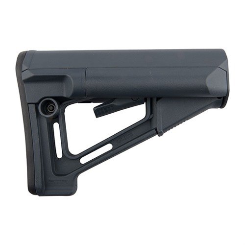 MAGPUL AR-15 STR STOCK gir justerbar komfort med intern batterilagring, vannbestandige rom, og et solid grep for bedre stabilitet under skyting.