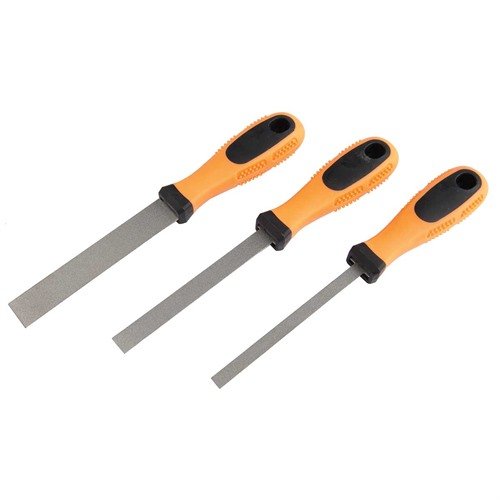 RamRodz Inc. 3-pakning med diamantbelagte flate filer tilbyr holdbare, ergonomiske verktøy i forskjellige størrelser for presisjonsarbeid innen gunsmithing.