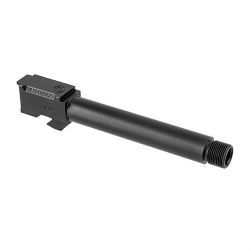 Silencerco's threaded barrels for Glock® er laget av 416R rustfritt stål, passer til Gen 3 og Gen 4, og inkluderer en trådbeskytter for optimal ytelse.