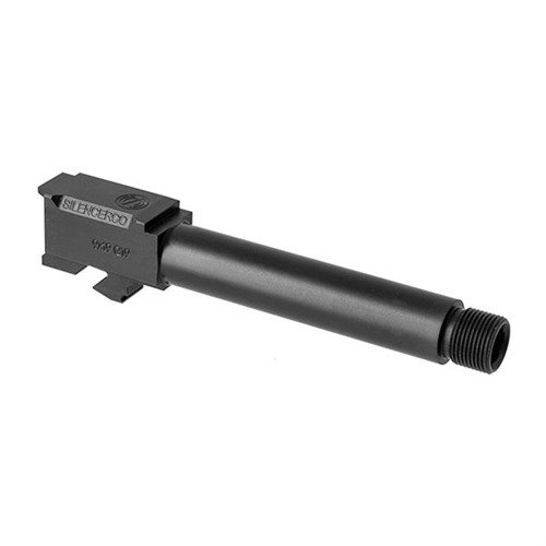 Silencerco's threaded barrels for Glock® er laget av 416R rustfritt stål, passer til Gen 3 og Gen 4, med 1/2x28 gjenger og inkluderer gjengebeskytter.