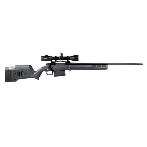 Magpul Hunter 700 LA stokken tilbyr justerbar lengde på trekk og kinnhøyde, M-LOK kompatibilitet, og passer alle Remington 700 Long Actions uten bedding.