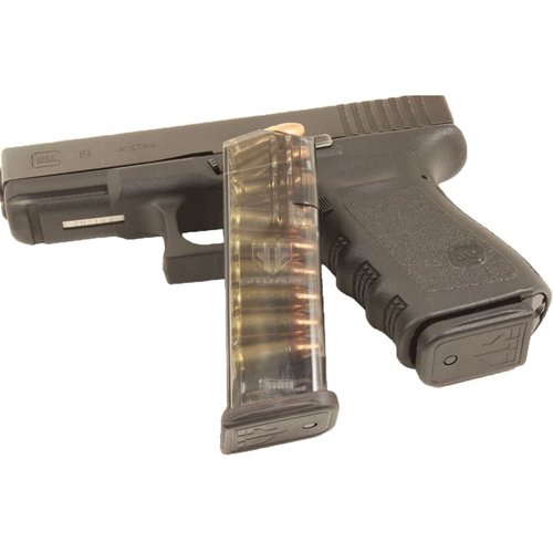 TRANSLUCENT MAGAZINE FOR GLOCK® 19 gir deg synlighet for rundetall og ammunisjonstype, er robust, lett å rengjøre og pålitelig under ekstreme forhold.