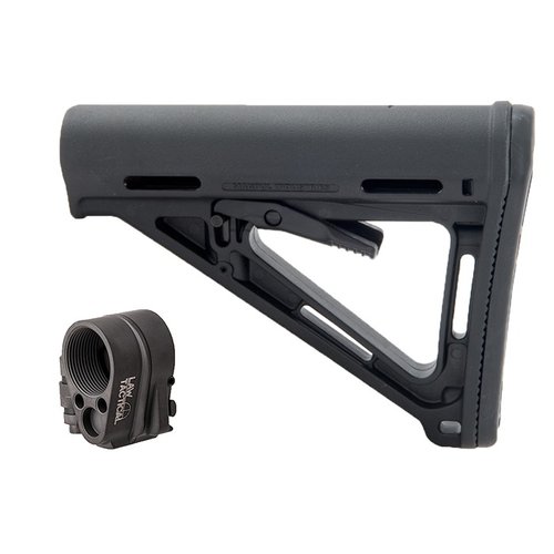 Law Tactical Gen 3-M Folding Stock Adapter med Magpul AR-15 MOE stock gir stabil cheekweld, enkel sammenlegging og maksimal kompakt lagring.