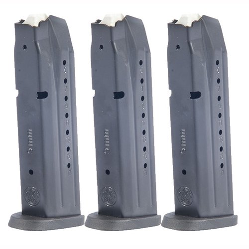Få pålitelige Smith & Wesson M&P 9mm magasiner med 17 skudd i en praktisk 3-pakning, laget med stål og polymer for optimal ytelse.