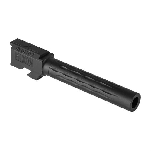 Faxon Flame Match-løp for Glock® 17 gir overlegent varmeavledning, presisjon og enkel montering, med slitesterk Nitride-finish for langvarig ytelse.