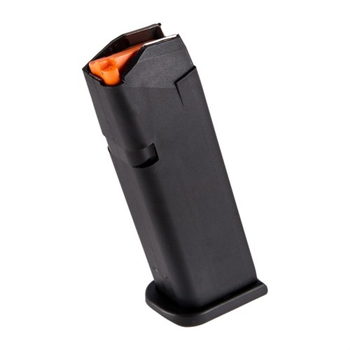 GEN 5 magasin for Glock® 17/34 tilbyr holdbar polymerkropp, stålforsterkning, høy synlighet med oransje følger og raskt bytte med vinklet baseplate.