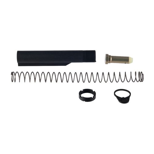 Aero Precision AR .308 M5 Carbine Buffer Tube Kit er laget av holdbar 7075-T6 aluminium, har 6 posisjoner og inkluderer buffer, fjær, end plate og castle nut.