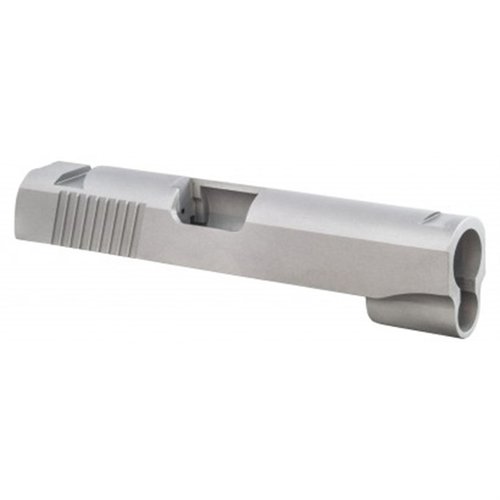 1911 Commander Slide fra Fusion Firearms er presisjonsmaskinert i 4140 Bar-Stock, med tykk kampskjæring og dovetail sight cuts for optimal ytelse.