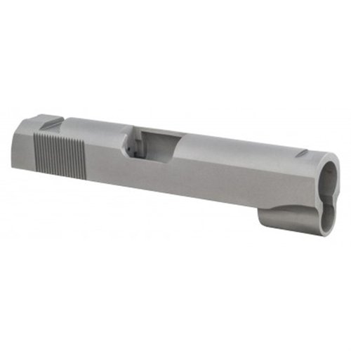 Fusion Diamond Series 1911 Commander Slide i GI-stil, CNC-maskinert for 45 ACP, med standard dovetail sight cuts og GI bakserrations.