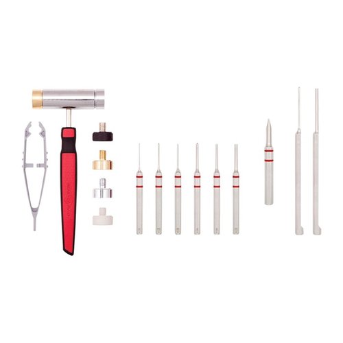 ACCU-PUNCH® Hammer & Pin Punch Set gir deg et komplett verktøysett med ergonomisk hammer, utskiftbare hoder og presise pin punches for AR-15 vedlikehold.