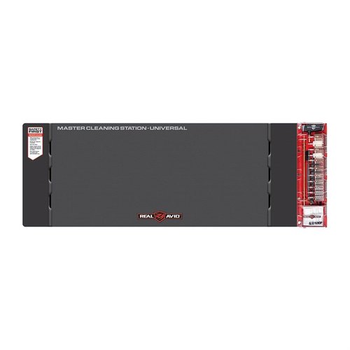 Oppgrader rengjøringsopplevelsen din med Real Avids Master Cleaning Station, perfekt for rifler, håndvåpen og hagler, med stort arbeidsområde og organisert oppbevaring.