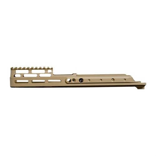 SCAR MREX MARK II M-LOK håndtak gir M-LOK festepunkter for lys og lasere, laget av 6061-T6 aluminium, 100% laget i USA, og opprettholder nullstilling.