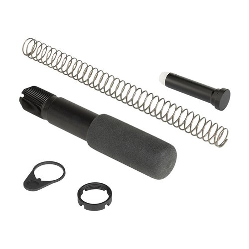 AR-15 Pistol Buffer Tube Assembly i militær Type III anodisert 6061 T6 aluminium, passer perfekt til AR-15, inkludert E-Coated castle nut og recoil plug.