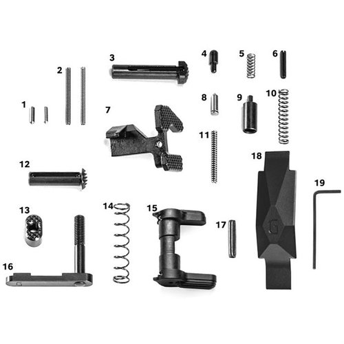 Geissele AR-15 Ultra Duty Lower Parts Kit gir høyverdig, rustfritt stålkomponenter, inkludert Maritime Bolt Catch og Ultra Precision Trigger Guard for bedre brukervennlighet.
