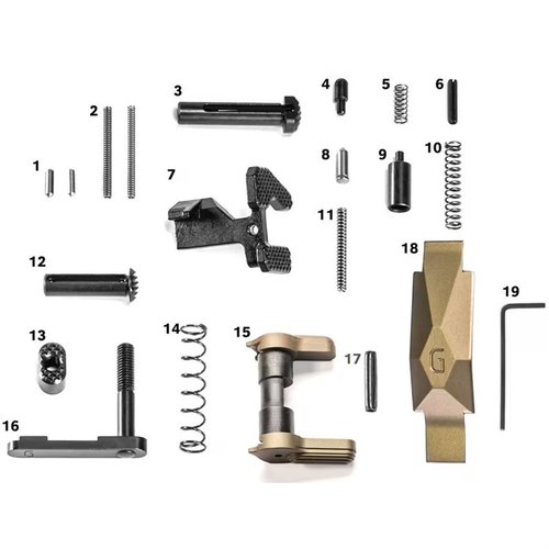 Geissele AR-15 Ultra Duty Lower Parts Kit gir deg høy-kvalitets komponenter i rustfritt stål, inkludert Maritime Bolt Catch og Ultra Precision Trigger Guard for forbedret ytelse.