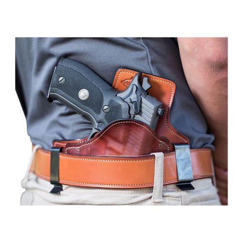 Disse håndlagde IWB-holstrene i premium amerikansk ku skinn gir komfortabel passform, sprer vekten av håndvåpen og skjuler effektivt.