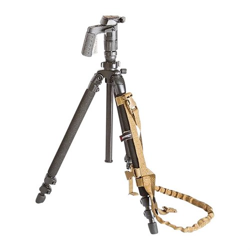 Armageddon Gear Tripod Sling gir en komfortabel bæreopplevelse for våpen eller kamera, med rask tilgang og sikker feste på tripodben med Velcro One-Wrap.