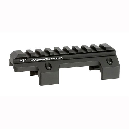 Midwest Industries HK MP5 Picatinny rail mount gir deg muligheten til å montere optikk og tilbehør uten å fjerne OEM håndtaket, laget av 6061 aluminium.