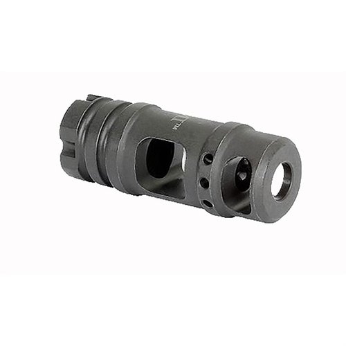 AK-47 Muzzle Brake reduserer rekyl og løpetoppgang med sitt store to-portdesign, laget av verktøystål med fosfatfinish, passer til M14x1.0 LH gjenger.
