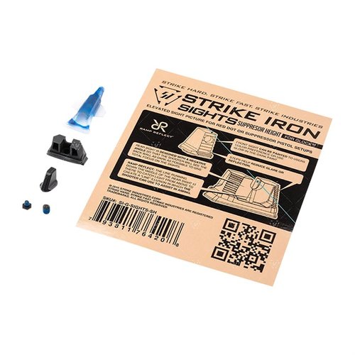 Strike Iron Sights for Glock gir høyde for co-witnessing med optikk, forbedret fokus med U-notch bak, laget av SUS630 rustfritt stål.