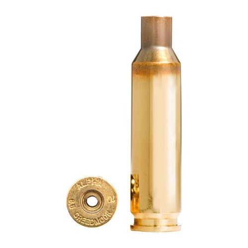 Alpha 6.5mm Creedmoor brass med OCD teknologi for lengre levetid på primerlommene og hylsene, tilgjengelig i 100-pakning for maksimal beskyttelse under frakt.