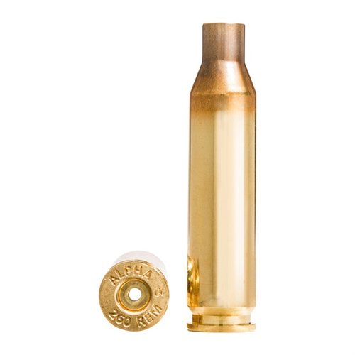 Alpha 260 Remington brass med OCD teknologi for lengre levetid på primerlommer og hylser, tilgjengelig med stor eller liten rifle primerlomme.