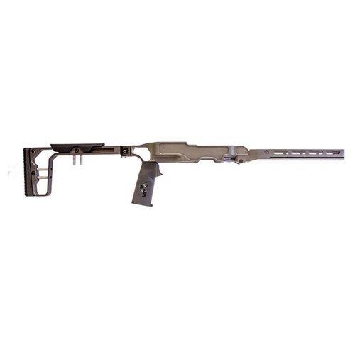 LaChassis 10/22 tilbyr en lett, modulær og justerbar plattform med folding stock, M-Lok forend, og presis bakspenning for optimal skyteopplevelse.