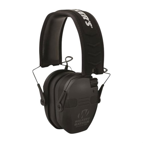 Beskytt ørene dine med Walkers Razor Slim Electronic Quad Ear Muffs med Bluetooth, som blokkerer høy lyd og lar deg lytte til musikk samtidig.