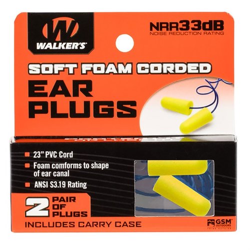 Walkers Corded Foam Ear Plugs gir 32 desibel lydreduksjon og er sammenkoblet for å unngå tap. Perfekte for skyttere som vil høre samtidig som de beskytter hørselen.