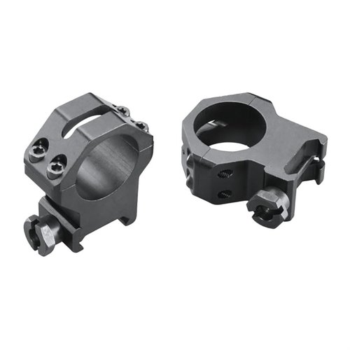 FOUR HOLE SKELETON RINGS fra WEAVER gir maksimal holdingkraft med fire Torx-skruer, lett 6061 T6 aluminium og Type III hard-anodisert for langvarig holdbarhet.