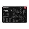 TEKMAT Pistol Gun Cleaning Mat for SIG Sauer P320 beskytter våpenets overflate under rengjøring, med en detaljert partsdiagram og en sklisikker bakside.