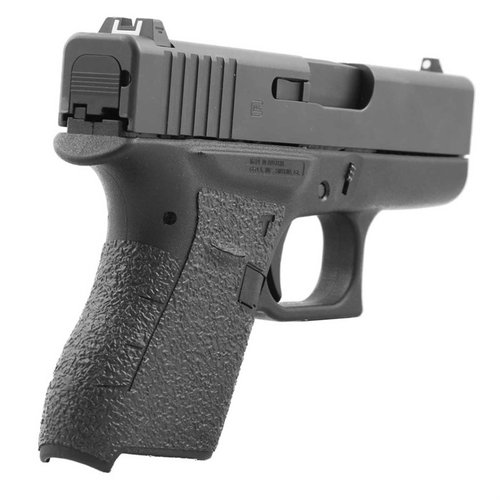 Optimal grep for Glock G43 med Talon Grip Tape, som forbedrer teksturen og gir bedre kontroll, uten permanent installasjon og med solid lim.