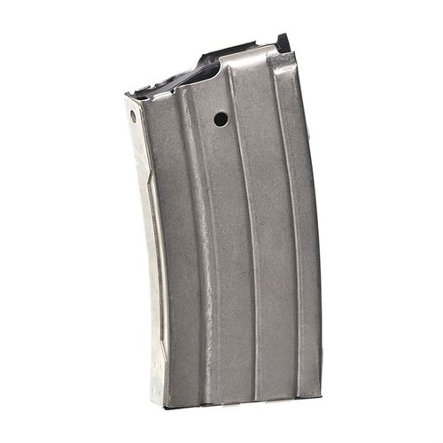 RUGER MINI-14® 20RD MAGAZINE .223 er laget av varmebehandlet karbonstål med nikkelbelagt finish, og har en pålitelig innmat og fjær for optimal ytelse.