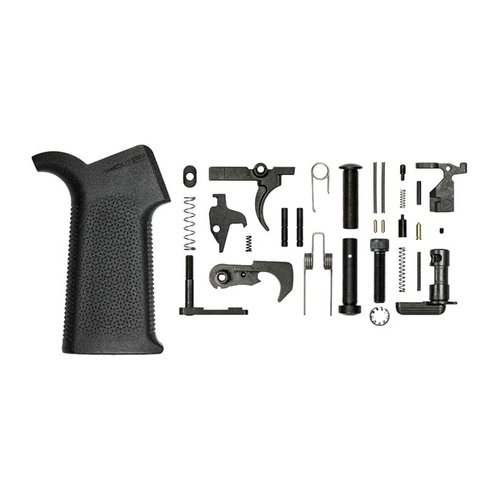 Aero Precision M4E1 Lower Parts Kit med Magpul MOE SL® Grip gir alt du trenger for å montere en M4E1 Lower Receiver, uten triggerguard, i svart.