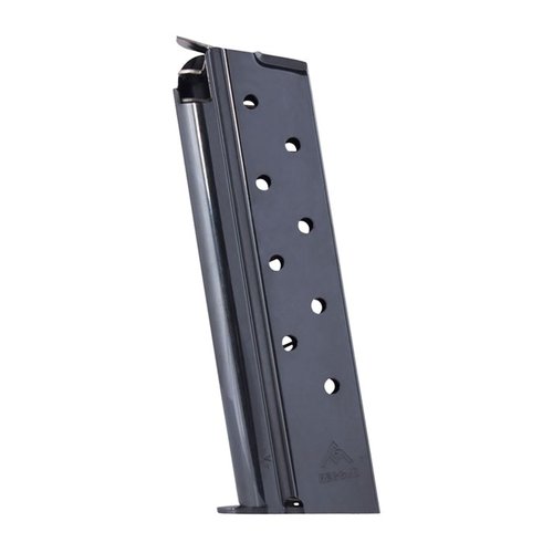 MEC-GAR 1911 FULL SIZE MAGAZINE 10MM tilbyr pålitelig ytelse med 8 skudd kapasitet, perfekt for trening og jakt. Kvalitet og holdbarhet i hvert magasin.