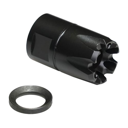 CMMG ZEROED 9mm Linear Comp gir en kompakt løsning for effektiv demping av munnblast og mindre rekyl, perfekt for en forbedret skyteopplevelse.