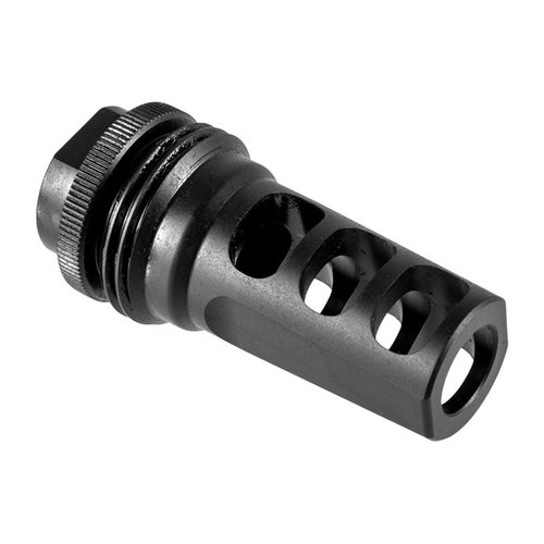 SilencerCo Hybrid ASR muzzle brake reduserer rekyl og gir enkel montering av lyddemper, med rustfritt stål og slitesterk svart nitride finish.