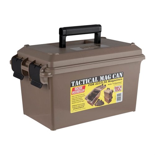 Tactical Rifle Magazine Cans fra MTM CASE-GARD holder opptil 15 AR15 magasiner, har et stabelbart design og er sikret med triple padlock for maksimal sikkerhet.