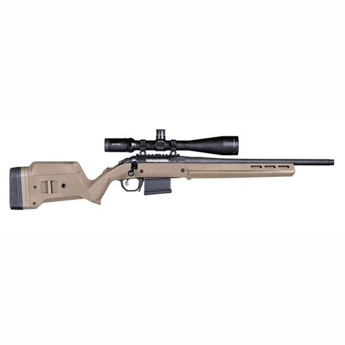 Magpul Hunter American Stock gir en enkel drop-in løsning for Ruger® American Short Rifles, med justerbar lengde, M-LOK kompatibilitet og solid konstruksjon.