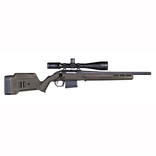 Magpul Hunter American Stock gir en enkel drop-in løsning med justerbar lengde, M-LOK kompatibilitet og høy styrke, perfekt for Ruger® American rifler.