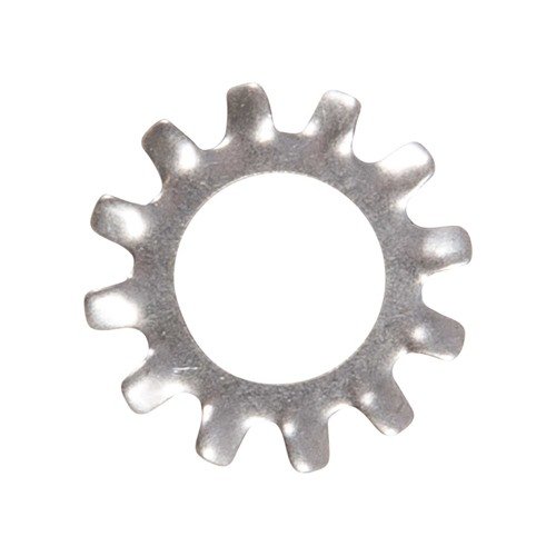 AR-15 A4 LOCK WASHER i sølv rustfritt stål gir pålitelig festing for Colt AR15-A4, perfekt for å sikre ytelse og holdbarhet av våpenet ditt.