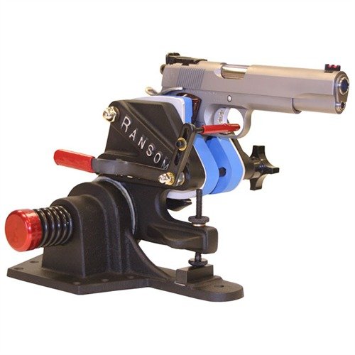 RANSOM MACHINE REST gir presisjonstest av håndvåpen uten menneskelig feil, med justerbar høyde og utskiftbare grip inserts for populære håndvåpen.