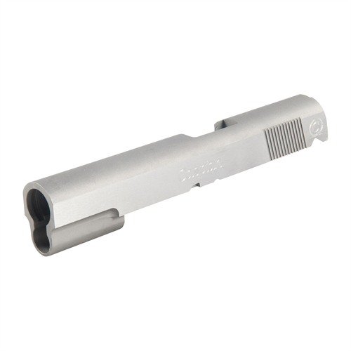 Caspian 1911 slides i karbonstål tilbyr overlegen styrke, presise toleranser, og et matte finish, perfekt for tilpasning til din pistolramme.