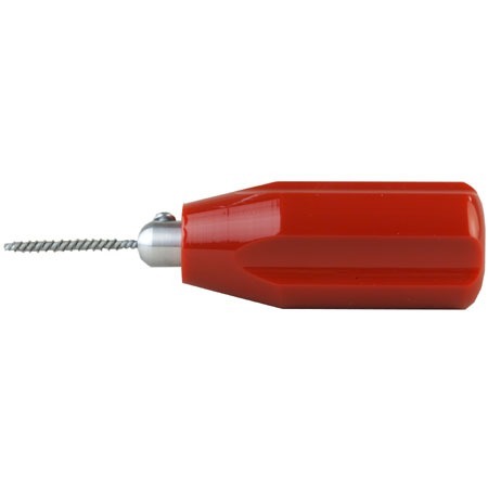 Dewey Shotgun Port Cleaning Brush har rustfrie børster som effektivt fjerner plastrester og karbon, med et stort håndtak for enkel rengjøring av trange områder.