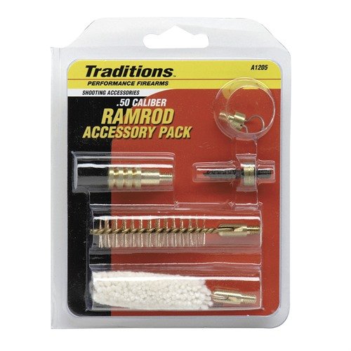 Ramrod Accessories Pack 50 Caliber fra TRADITIONS gir deg essensielle verktøy for effektiv rengjøring og vedlikehold av ditt 50 kaliber våpen.